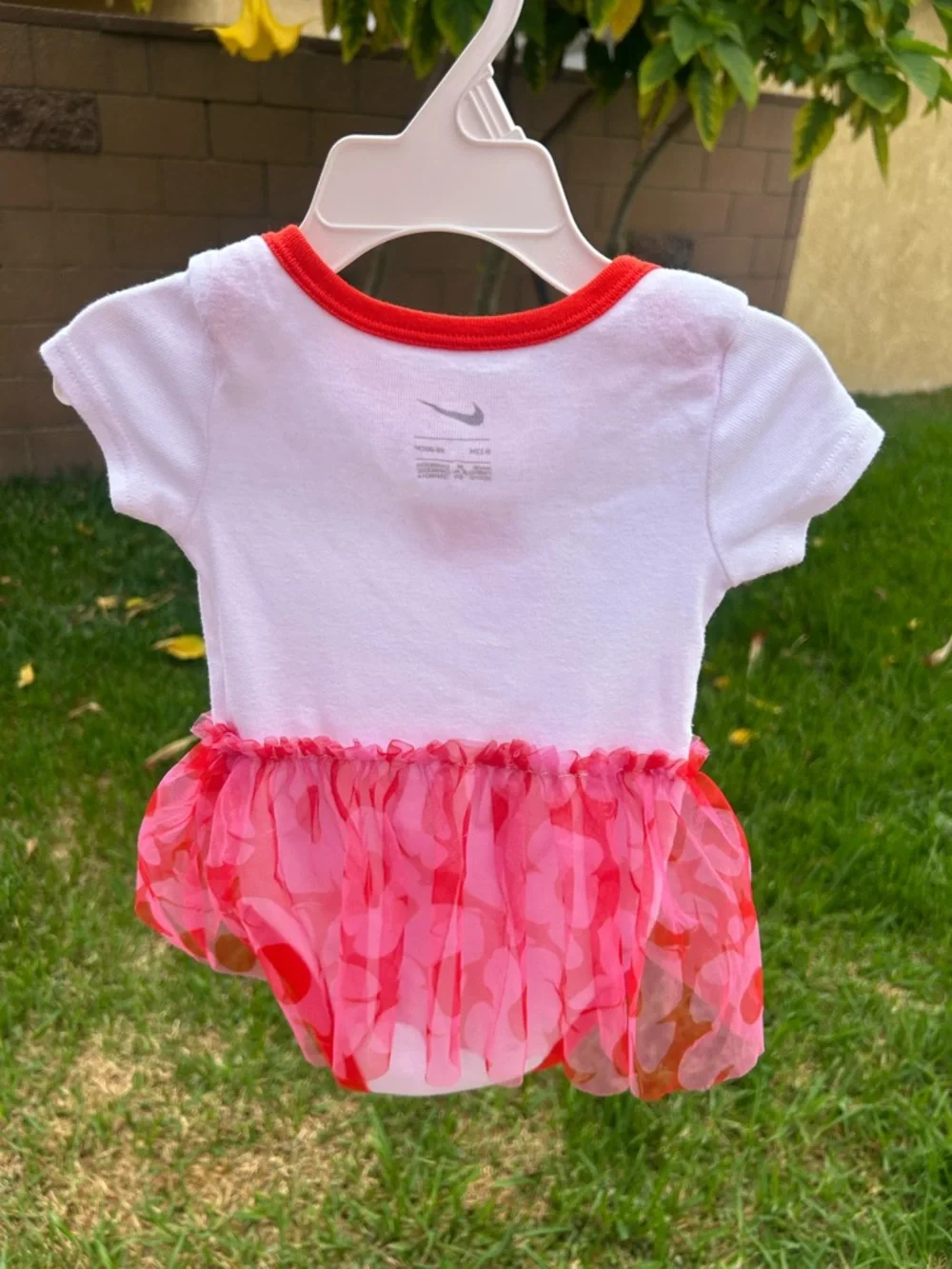 Nike White and Red Baby Girl Tutu Bodysuit